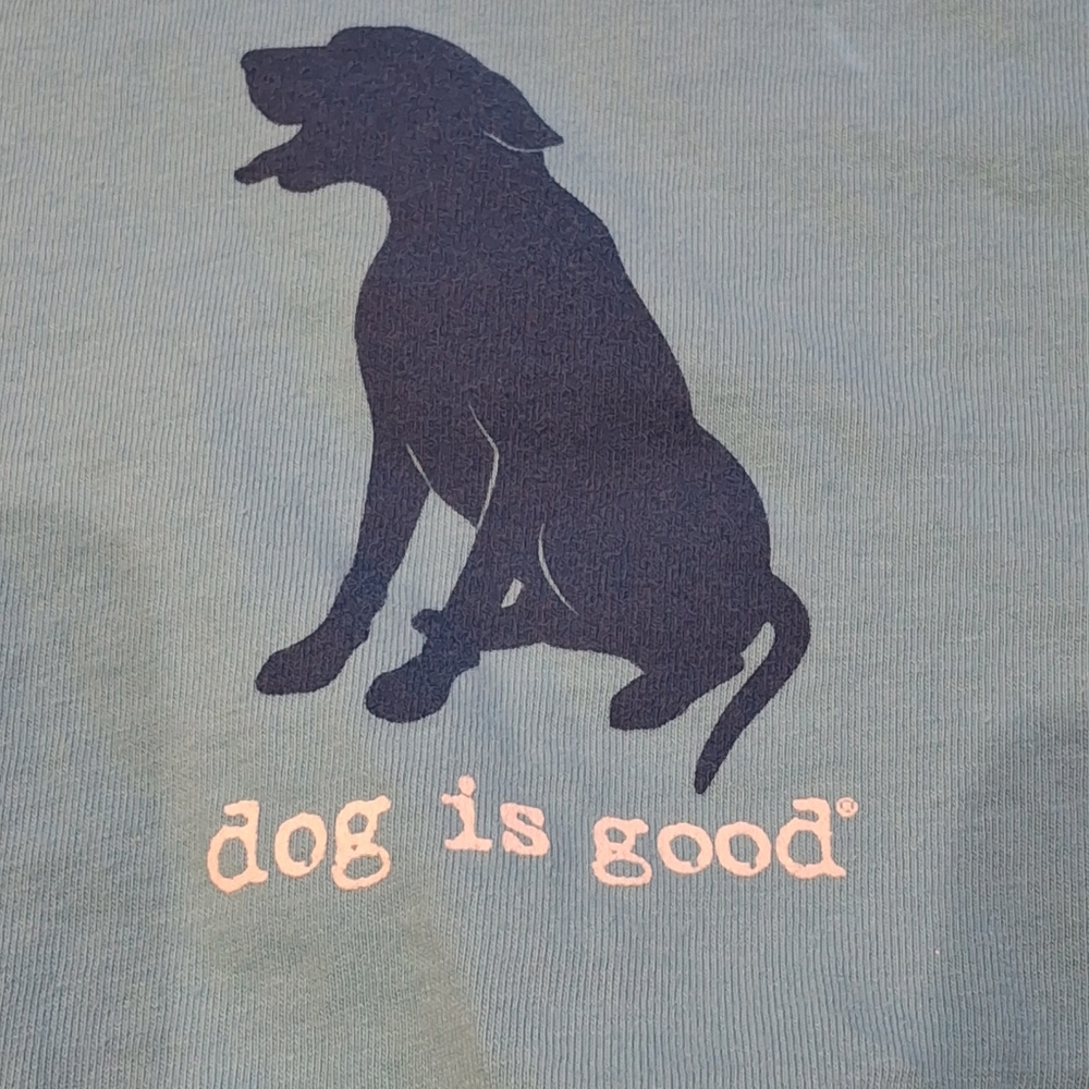 Dog is Good Women's Turquoise Short Sleeve Crew Neck Never Boat Alone Tee M - Picture 4 of 9